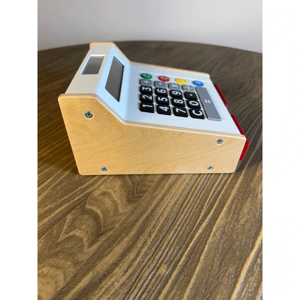 IKEA DUKTIG Toy Cash Register Kids White Solar Powered Educational Wood Works